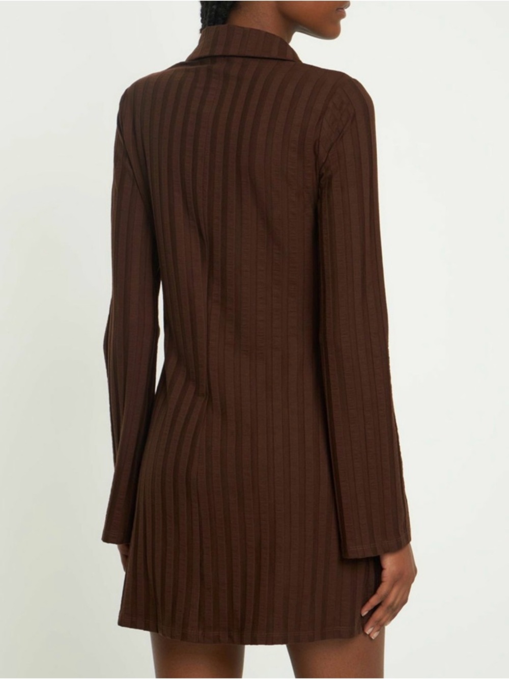 Reformation Chocolate Brown Ribbed Button-Down Mini Dress - Picture 3 of 10